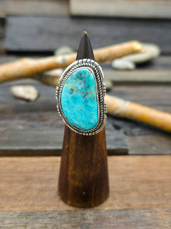 Large Sterling Silver Turquoise Ring- Size 7.5