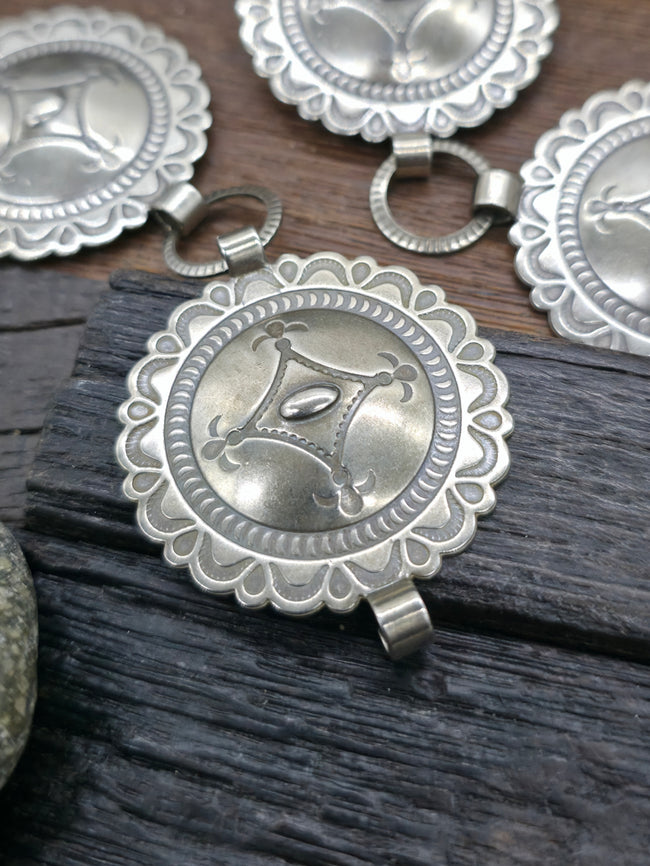 Stamped Nickle Silver Chain Concho Belt - 42 in.