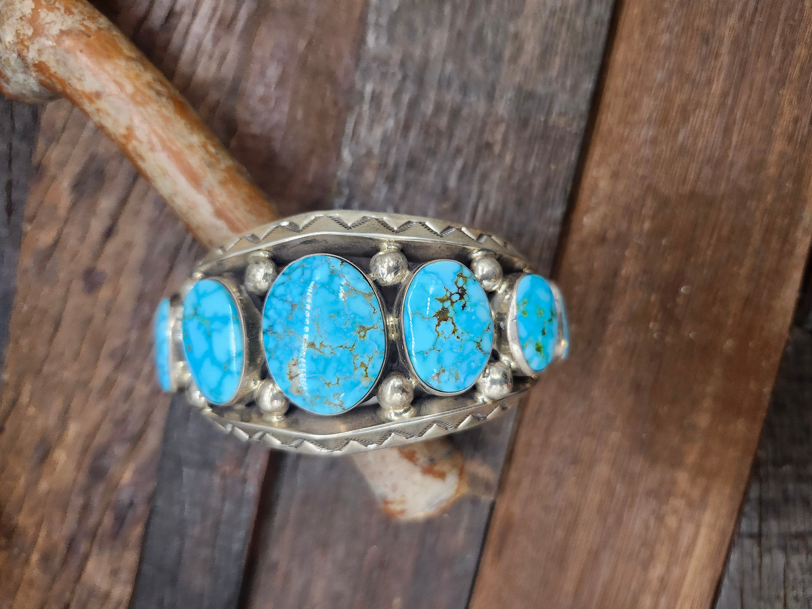 Kingman and Sterling Bracelet by JoElias Draper 6 3/4" w/3/4" opening