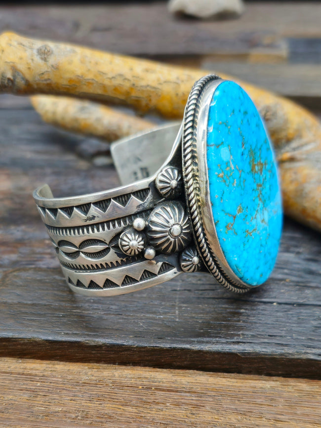 Kingman Turquoise Sterling Silver Cuff by Albert Jake - 6 1/2 in.