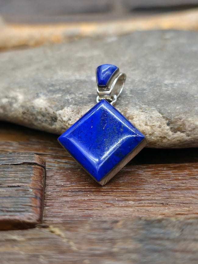Sterling Silver Lapis Lazuli Pendant by Cheryl Martinez - 1 1/4 in. by 7/8 in.