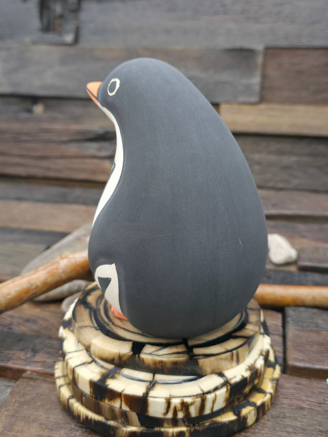 Hand Painted Acoma Ceramic Penguin by Linda Concho - 5 1/2 in. by 4 in. by 3 1/2 in.