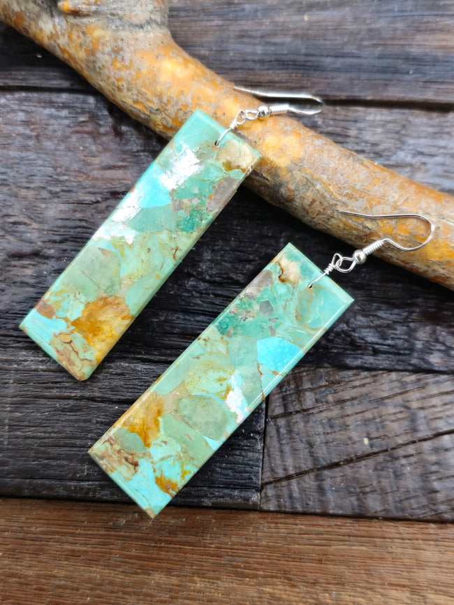 Large Green Slab Earrings by Jameson Pete