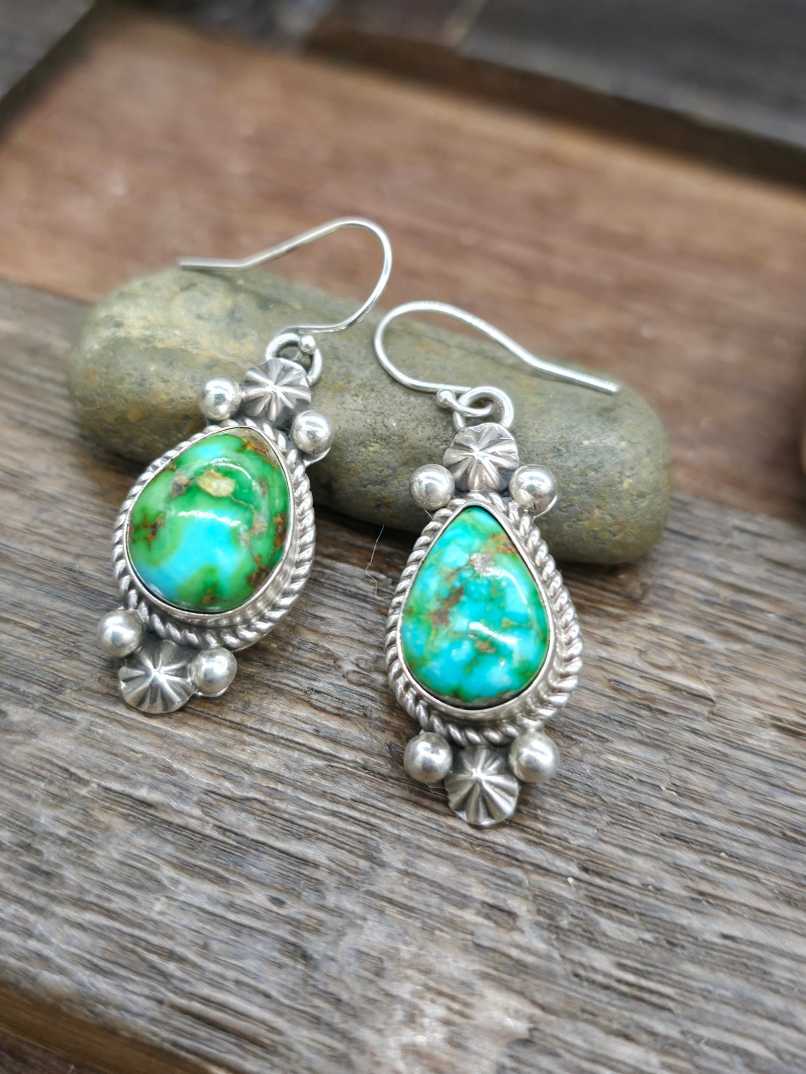 Sonoran Turquoise Sterling Silver Necklace and Earring Set by Rosella Paxton - 24 in.