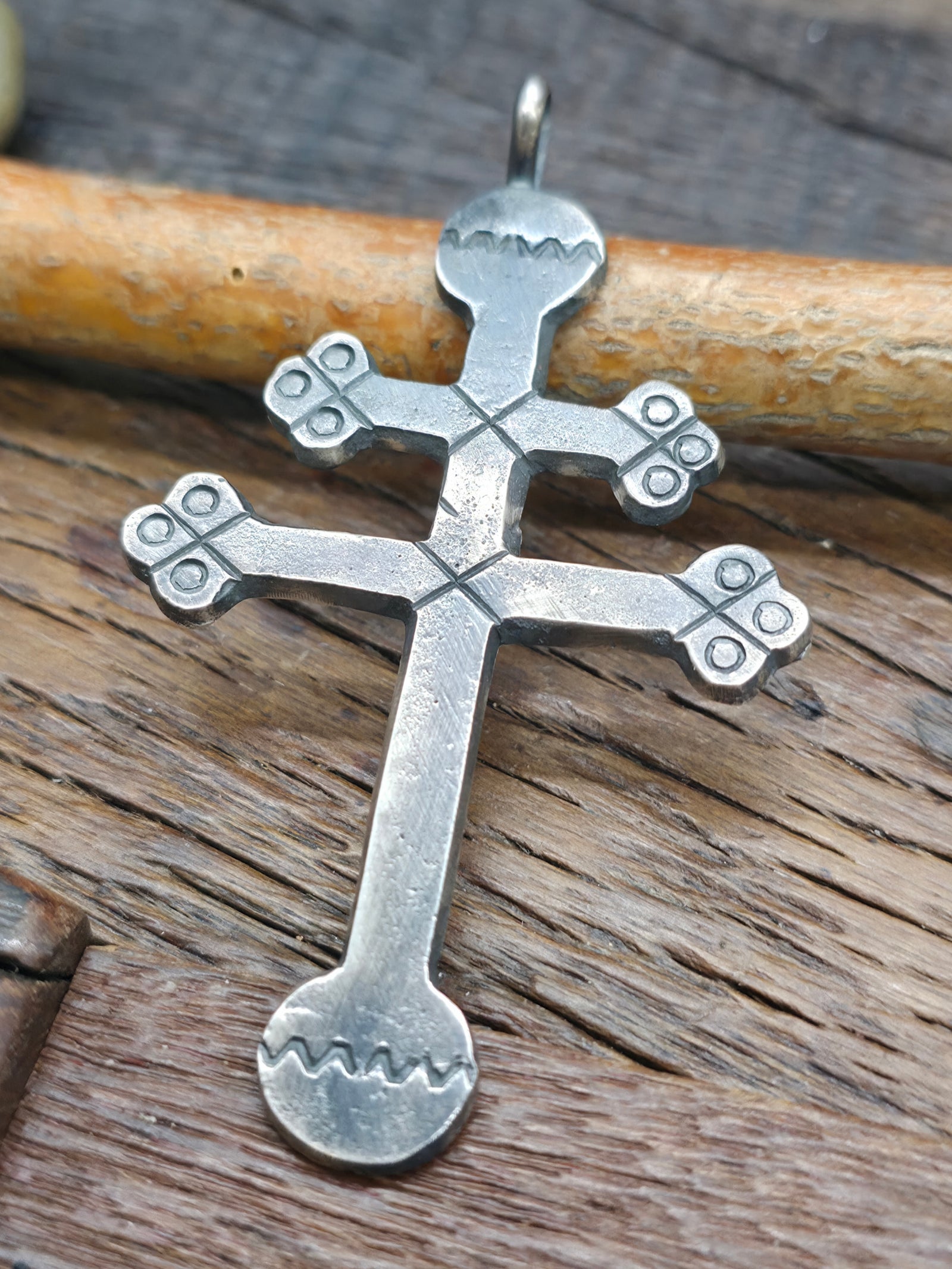 Oxidized Sterling Silver Dragonfly Symbol Pendant by Ray Betsoi - 3 in. by 1 3/4 in.
