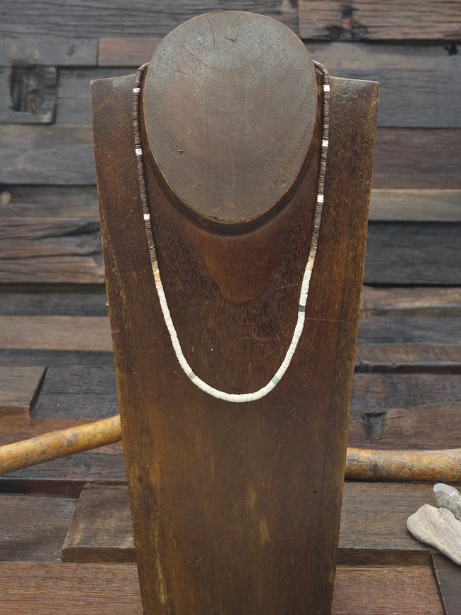 Ombre Heishi Necklace with Turquoise Heishi Beads by Ramona Bird-Calabaza - 17 in.