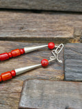 Two Strand Apple Coral Necklace with Multistone Inlay Pendant by Chris Nieto - 26 in.
