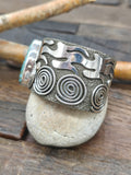 Petroglyph Sterling Silver & Kingman Turquoise Cuff by Alex Sanchez - 6 1/2 in. with Gap