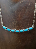 Sterling Silver Turquoise Bar Necklace and Earring Set by Robert Yazzie - 16 in.