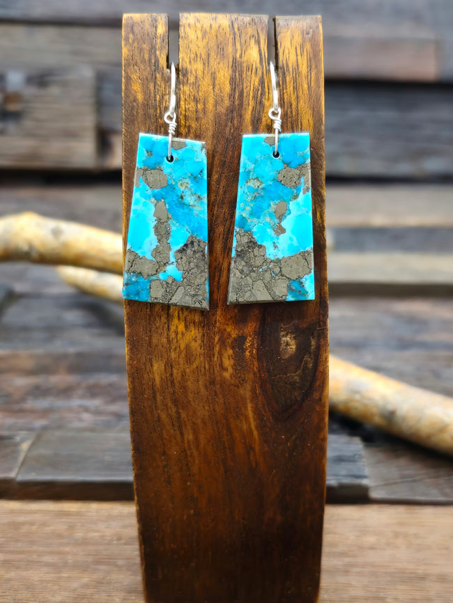 Turquoise Slab Earrings by Marcella Castillo