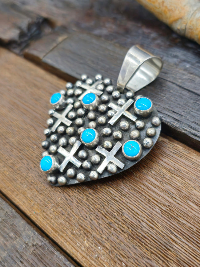 Heart Pendant with Turquoise by Geneva Apachito