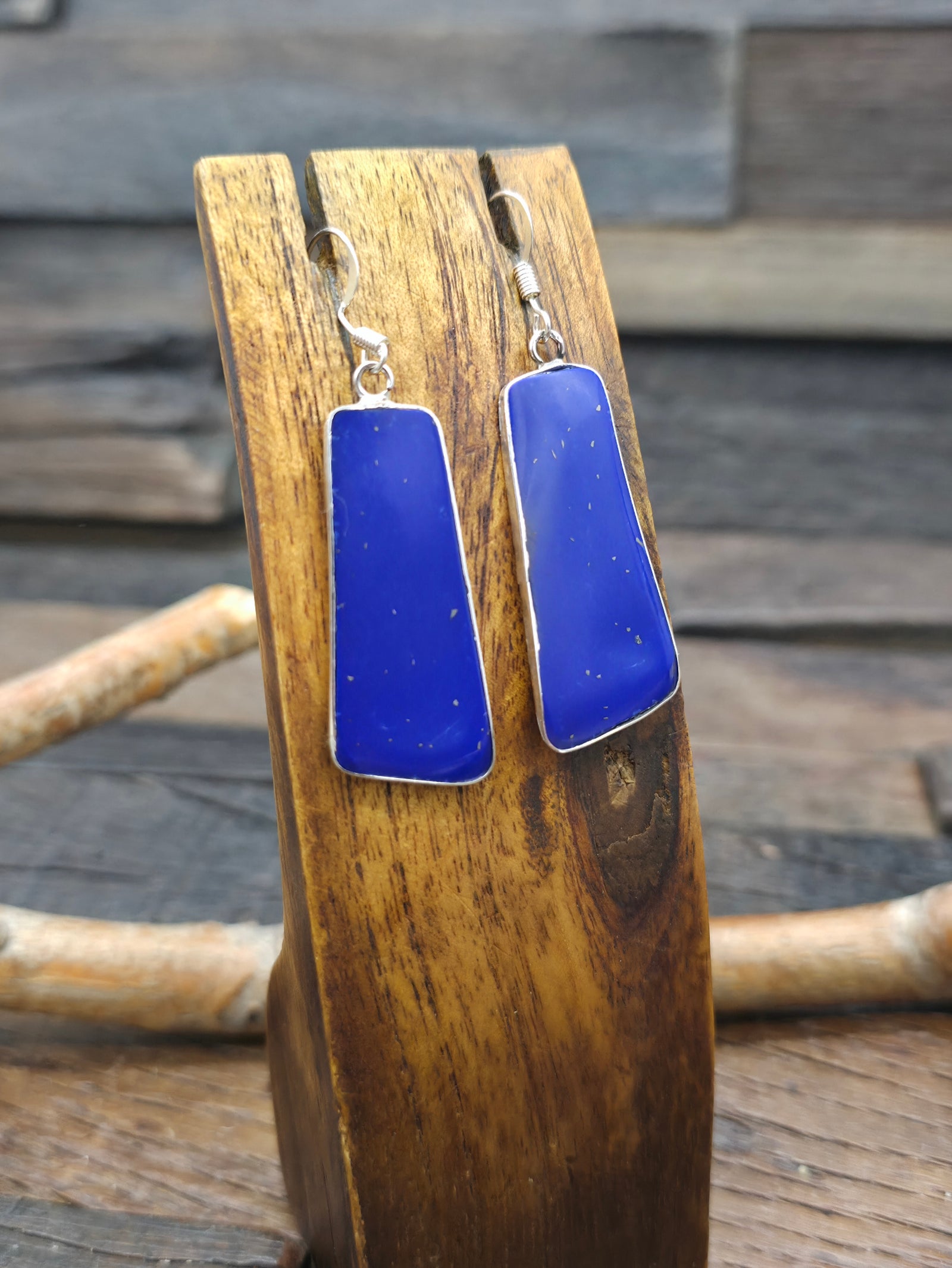 Lapis Lazuli Slab Earrings by Veronica Tortalita - 2 1/4 in. by 3/4 in.
