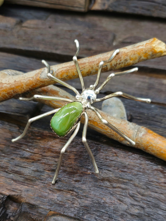 Sterling Silver and Turquoise Spider Pin by Effie Garfield