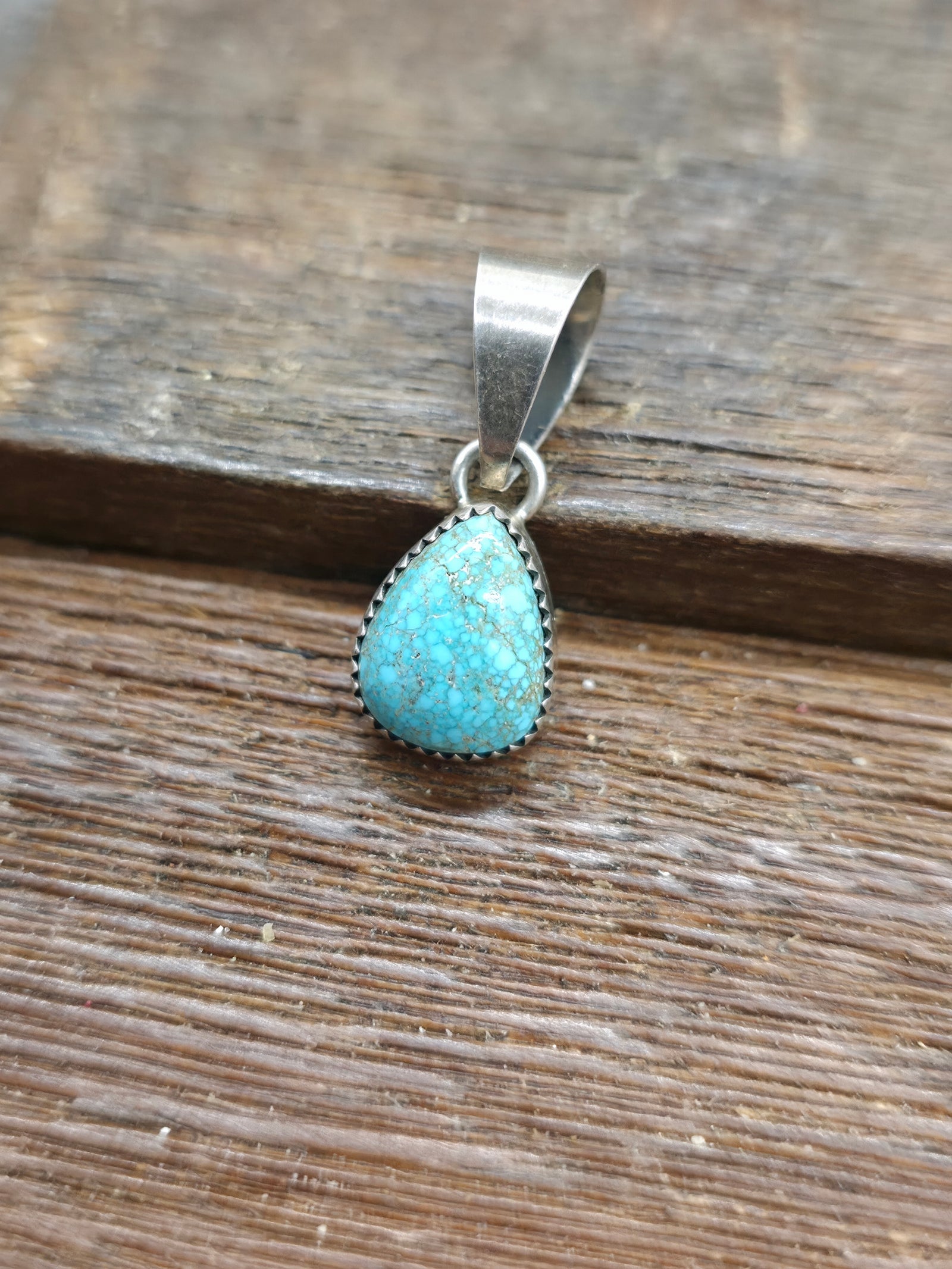 Sterling Silver #8 Turquoise Pendant by Robin Tsosie - 1 in. by 1/2 in.