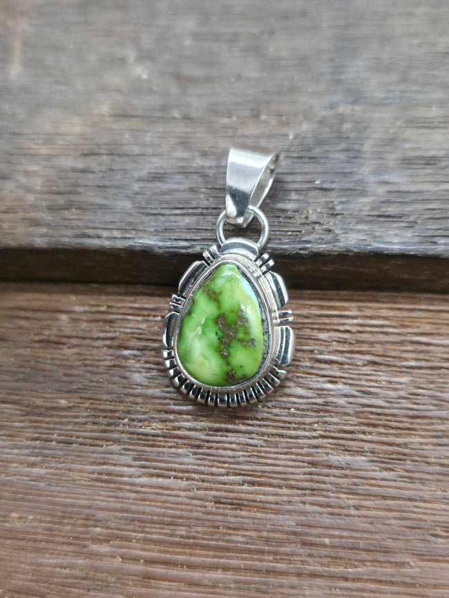 Sterling Silver Sonoran Turquoise Pendant by Nila Johnson - 1 1/4 in. by 5/8 in.