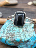 Sterling Silver and Onyx Rectangle Cuff by Rosella Paxton - 6 1/2 in. w/Gap