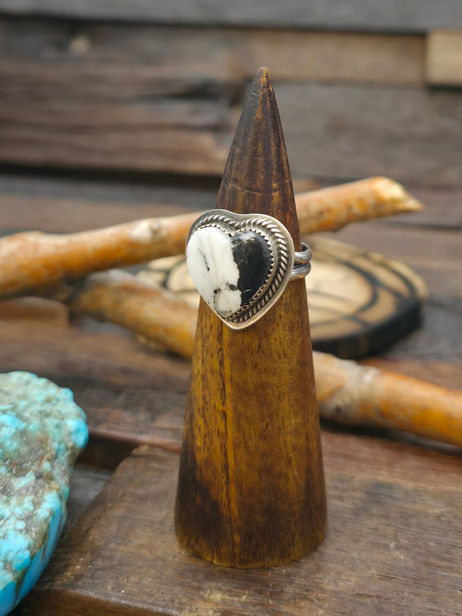 White Buffalo Heart Ring Size by L. Archuleta - Size 9 1/2