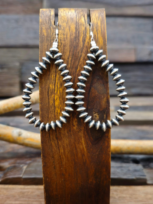 Oxidized Sterling Silver Saucer Bead Loop Earrings