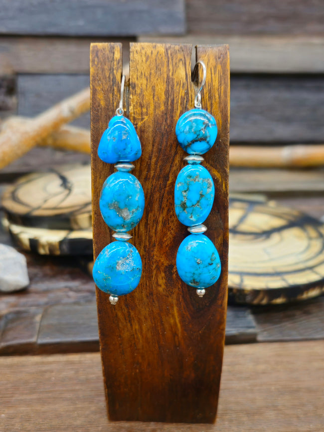 Medium Turquoise Nugget Earrings by Fred Archuleta