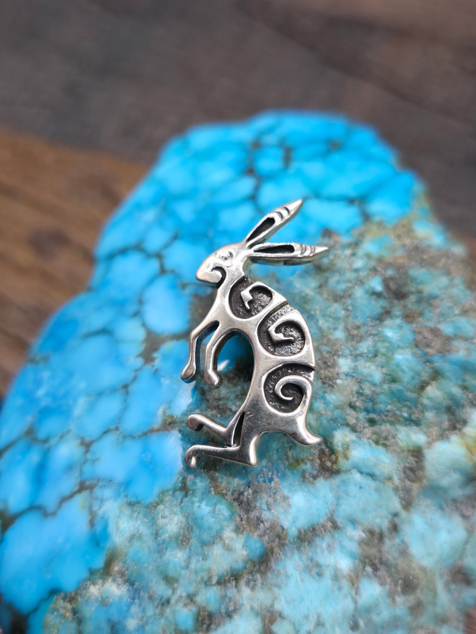 Cast Sterling Silver Rabbit Pin - 1 1/4 in. by 5/8 in.