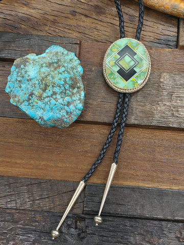 Sterling Silver Kingman Turquoise Bolo Tie by Michael Perry - 46 in.