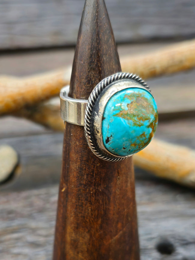 Leon Martinez Turquoise and Sterling Adjustable Ring
