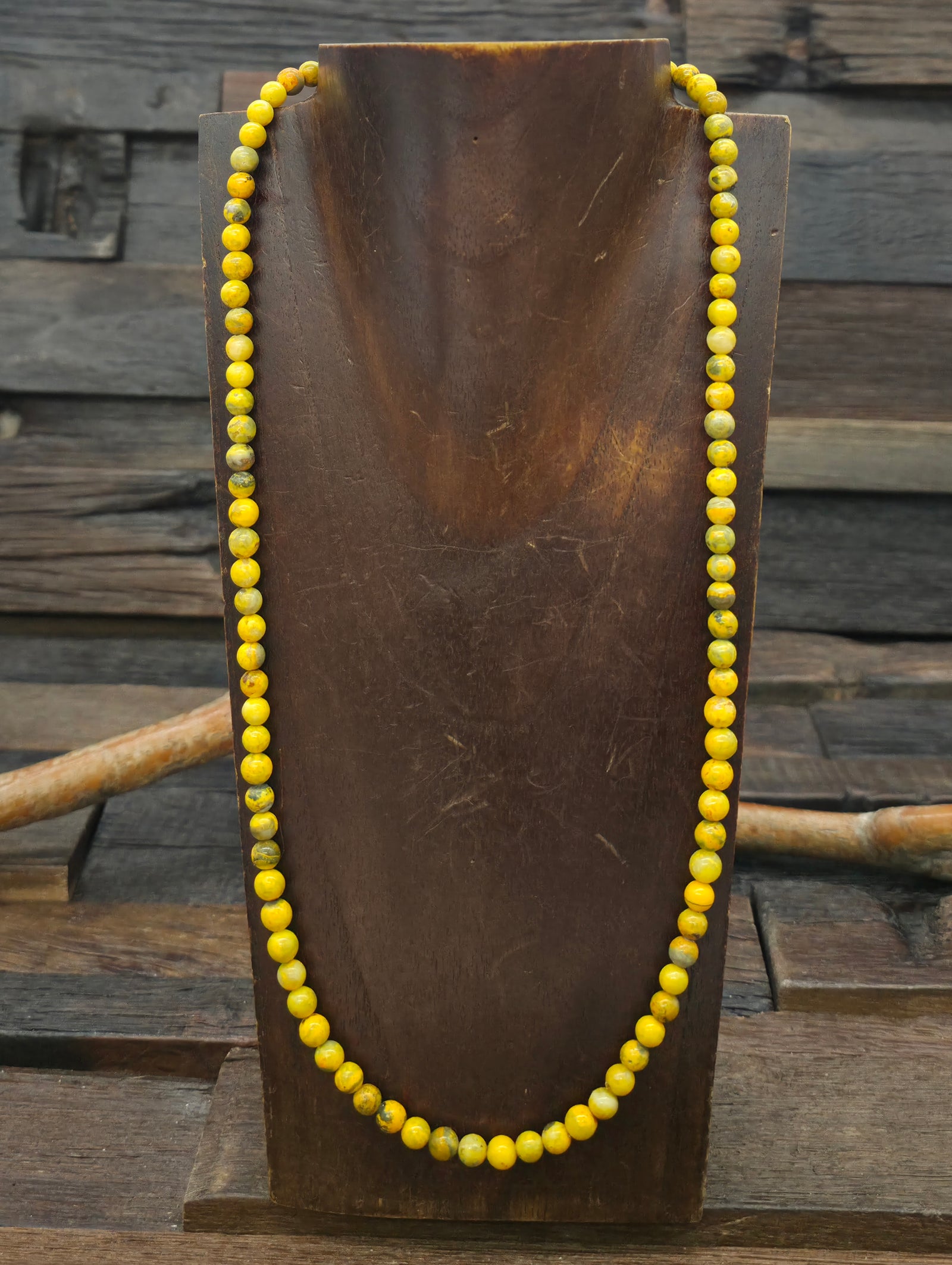 Bumblebee Jasper Bead Necklace by Helen Tsosie - 24 in.