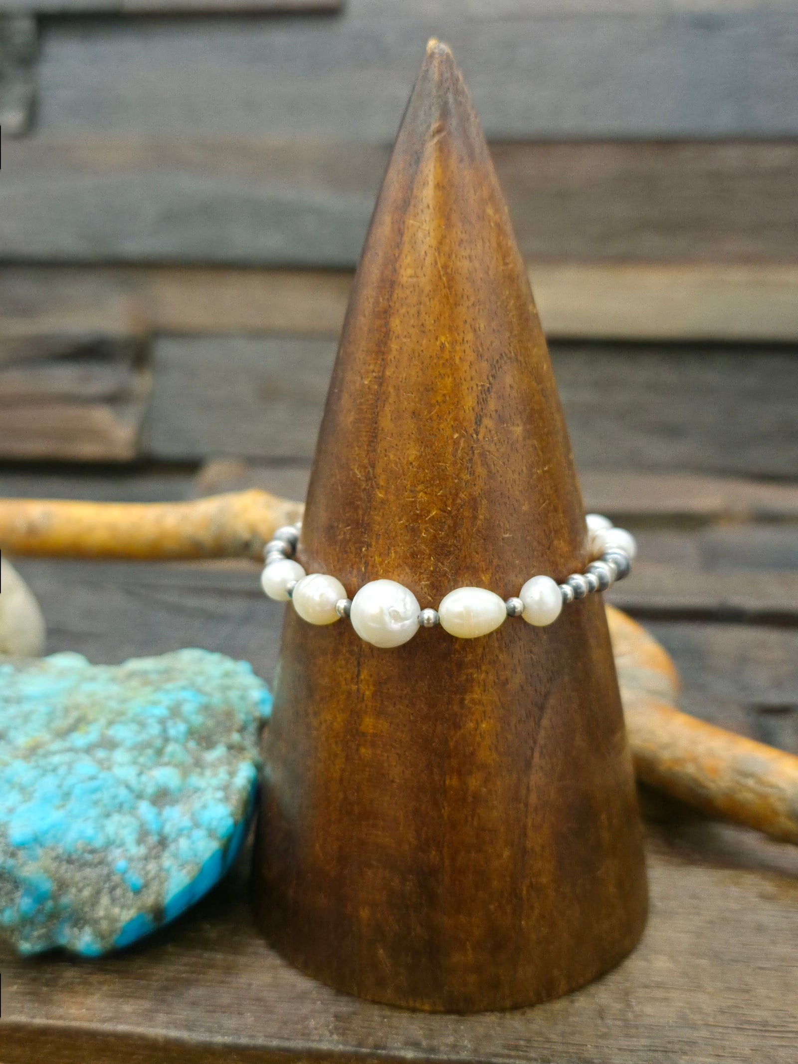 Sterling Silver and Pearl Bead Bracelet by Lucinda Sardo - 7 in with 2 in. Extender
