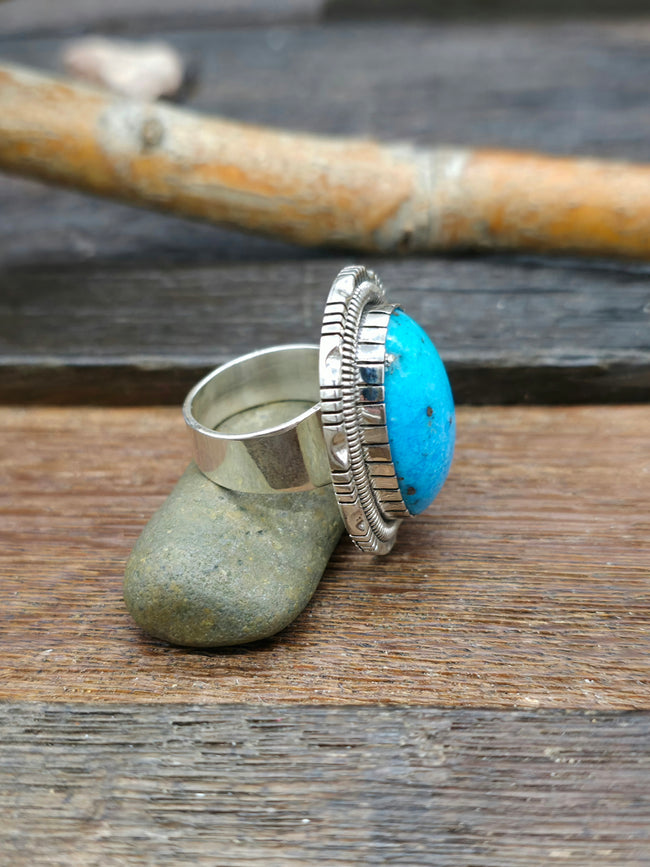 Sterling Silver and Turquoise Ring by Walter Vandever - Size 8