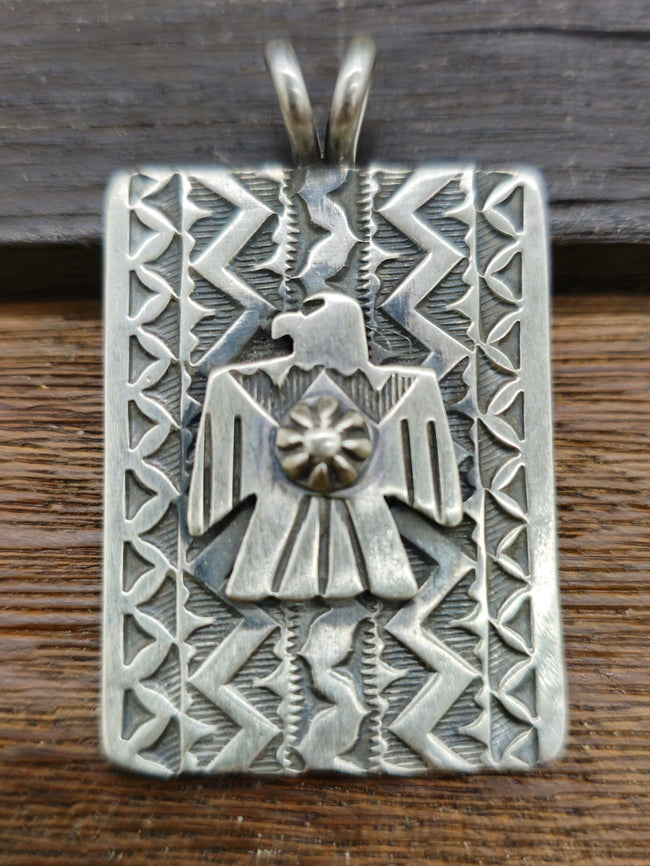 Oxidized Sterling Silver Thunderbird Pendant