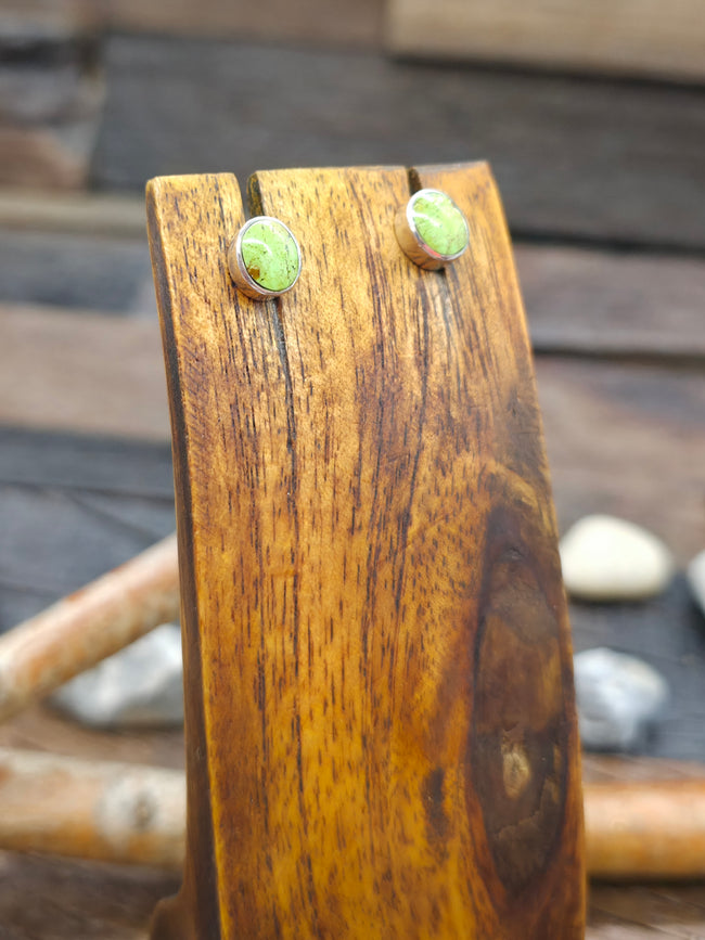 Sterling Silver and Gaspeite Post Earrings - 1/4 in.