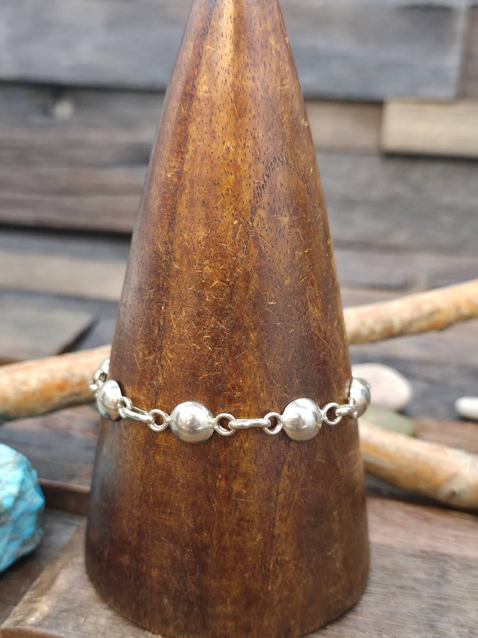 Sterling Silver Link Bracelet by Carlyne Apachito - 7 1/2 in.