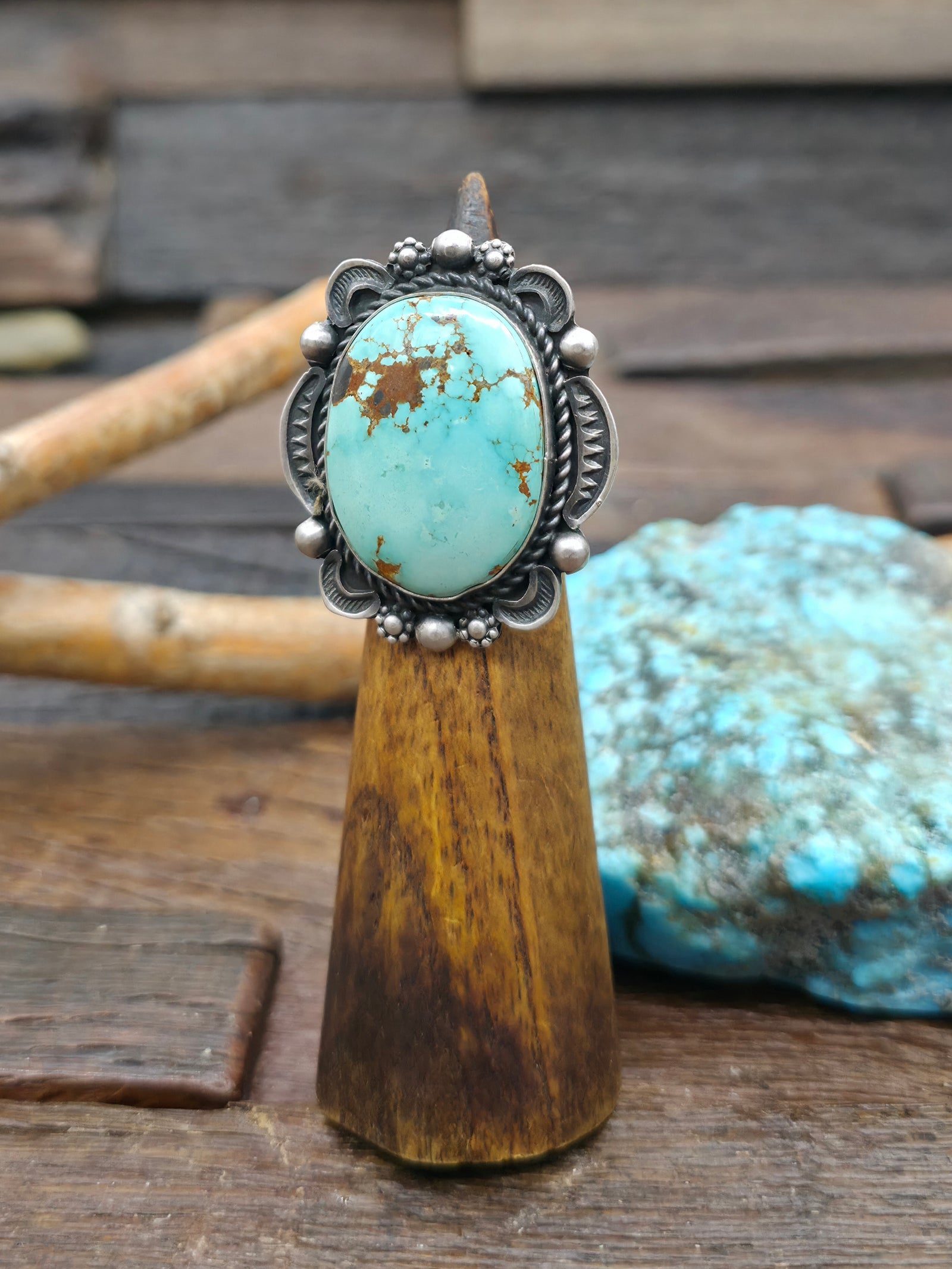 Sterling Silver and Turquoise Ring by Ronald Tom - Adjustable