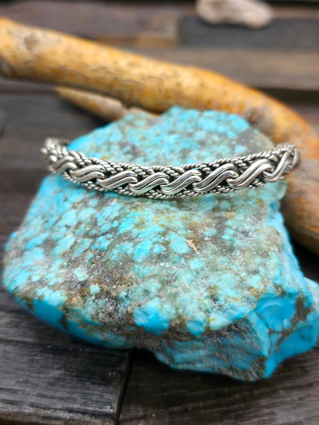 Italian-Made Sterling Silver Braided Chain Bracelet - 7 in .