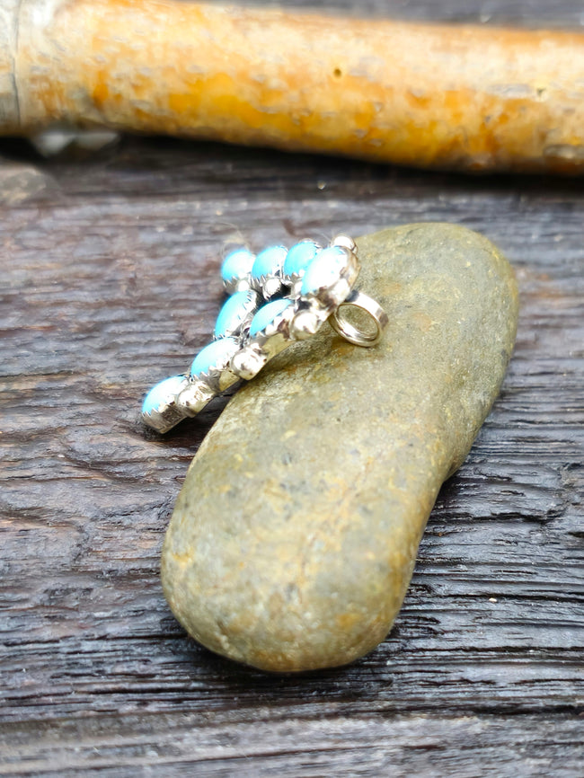 Turquoise and Sterling Silver Monogram Pendant "A" 1 in.