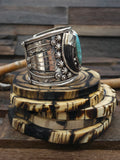 Sterling Silver Leaf Applique Cuff with Bear Claws and Turquoise by Ernest Hawthorne - 7 1/2 in. with Gap