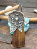 Stamped Sterling Silver Flower Ring by Dominic Dixon - Size 9