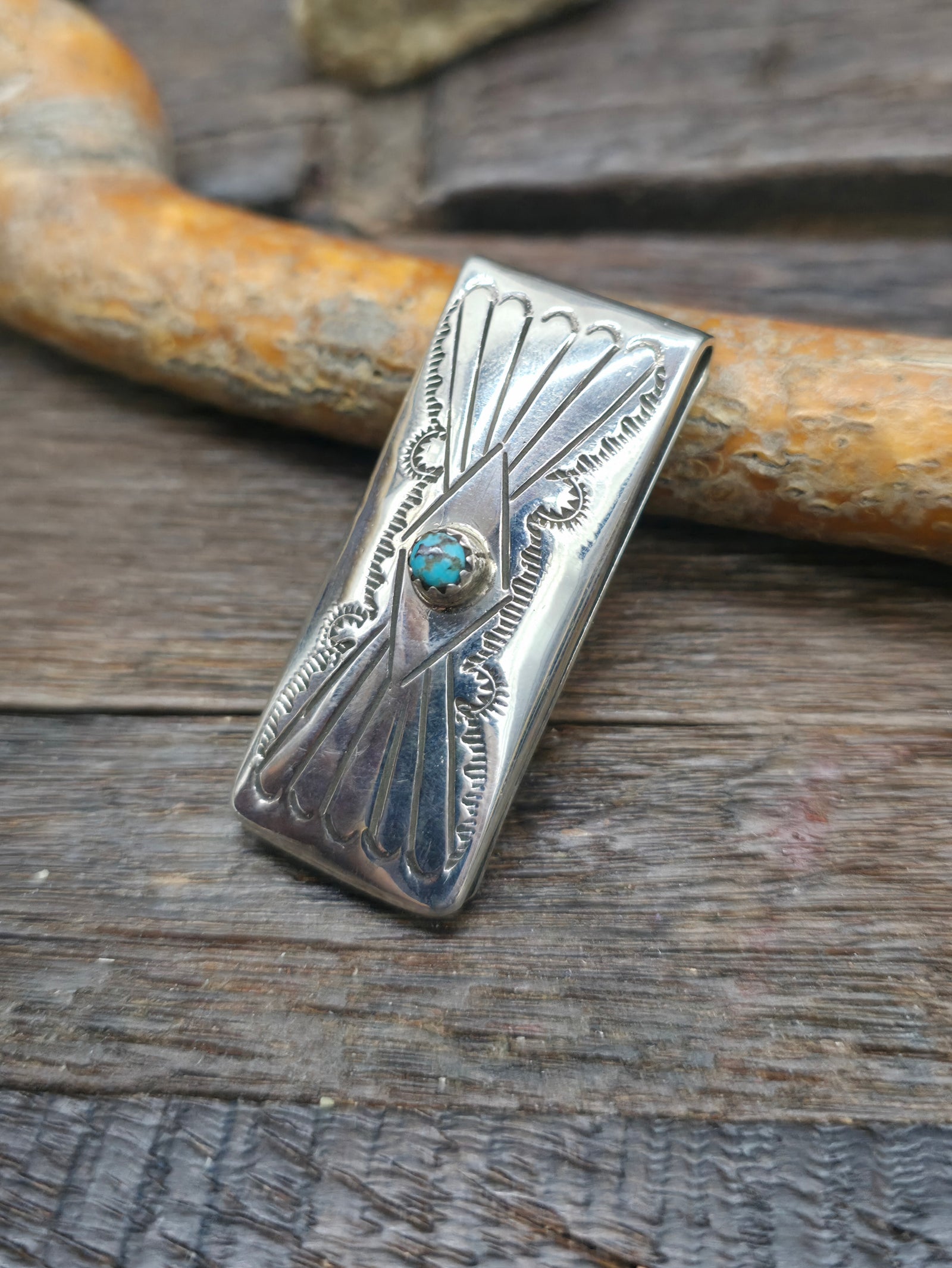 Stamped Sterling Silver Money Clip - Design A - 1 3/4 in. by 3/4 in.