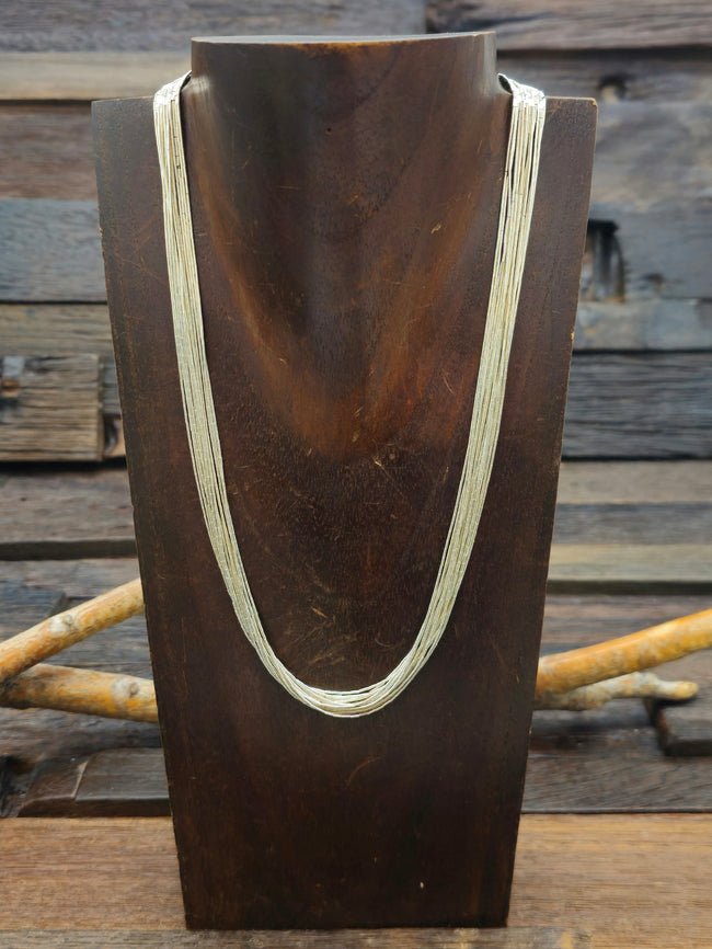15 Strand Liquid Silver Necklace - 18 In.