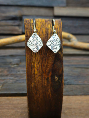 Turquoise Inlay Half-Hoop Earrings by Malcom Chavez