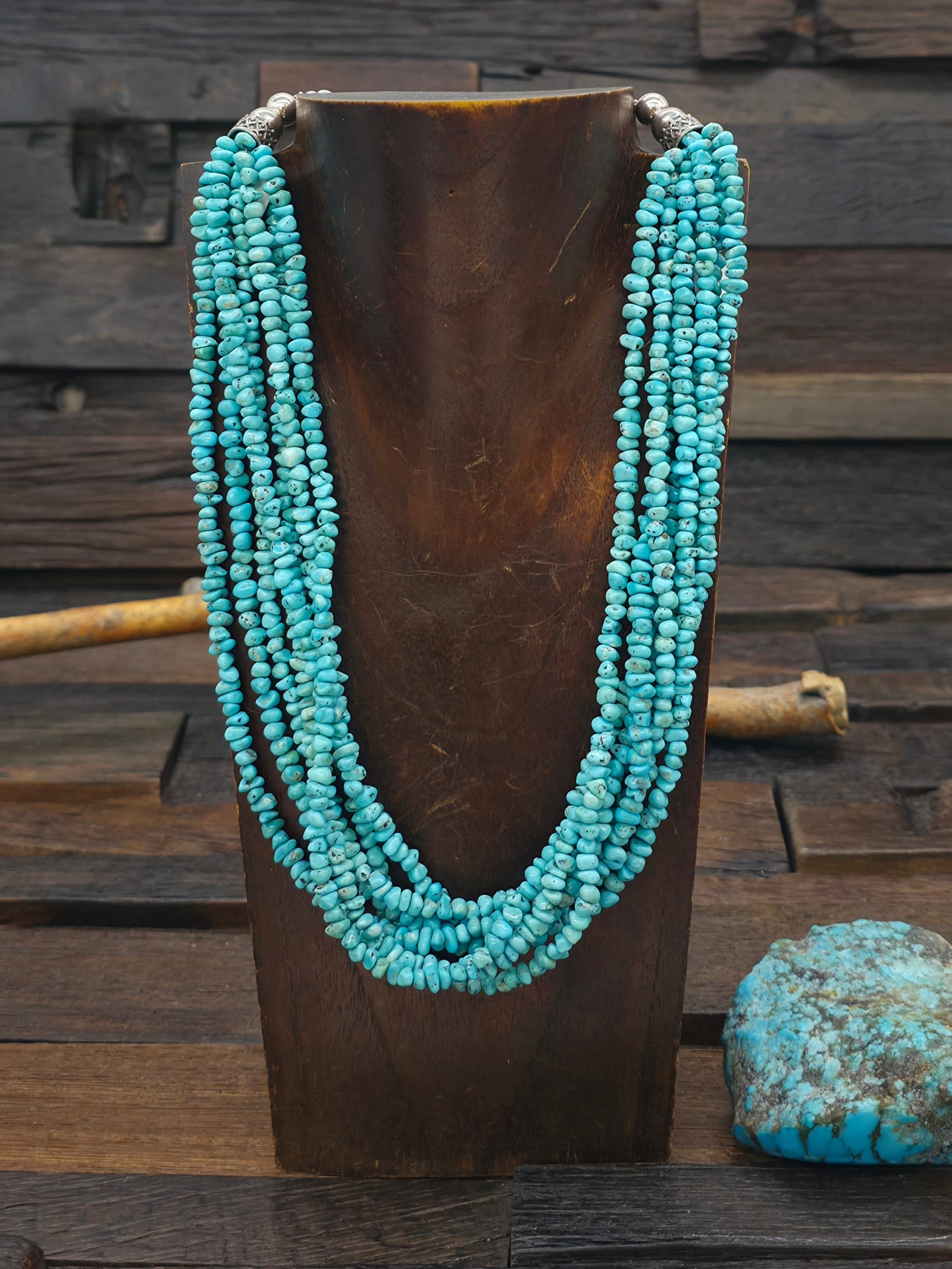 Seven Strand Campitos Turquoise Mini Nugget Necklace - 16 in. plus 4 in. Extender