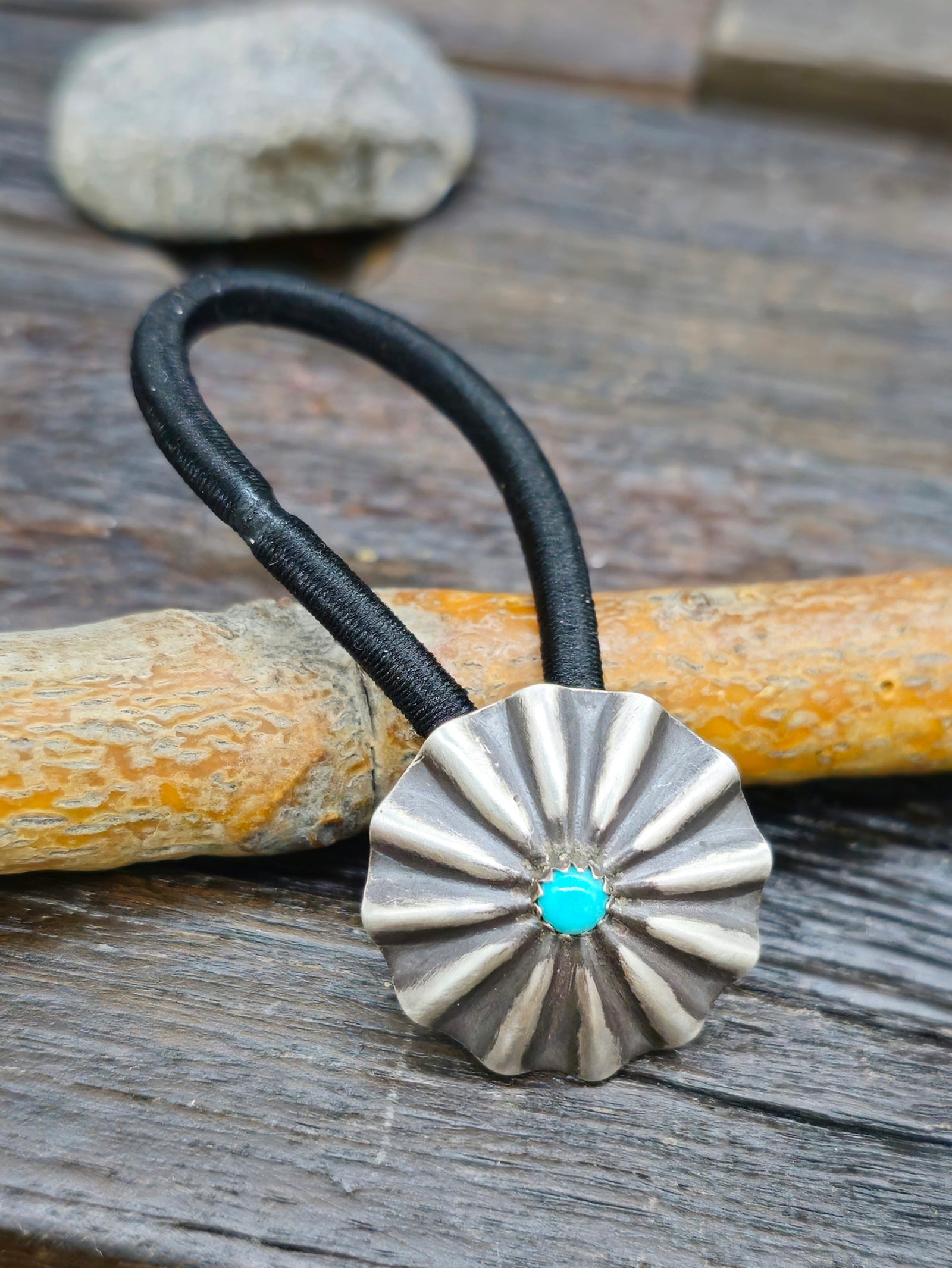 Sterling Silver and Turquoise Hair Tie by Arlene Soce