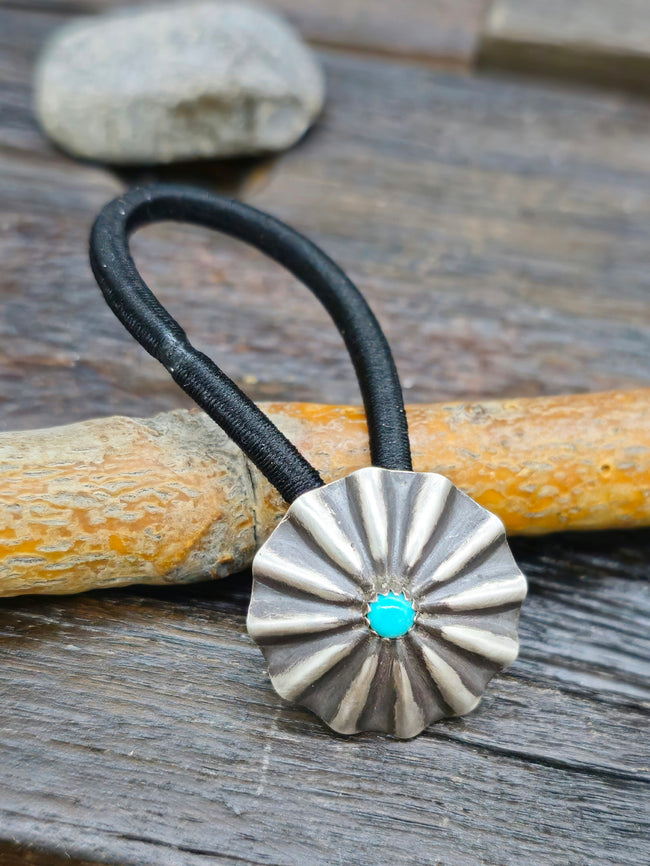 Sterling Silver and Turquoise Hair Tie by Arlene Soce