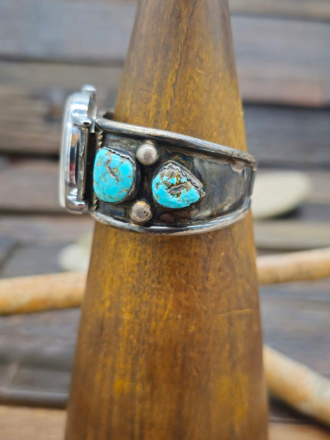 Vintage/Estate Sterling Silver and Turquoise Watch Cuff -6 1/4 in.