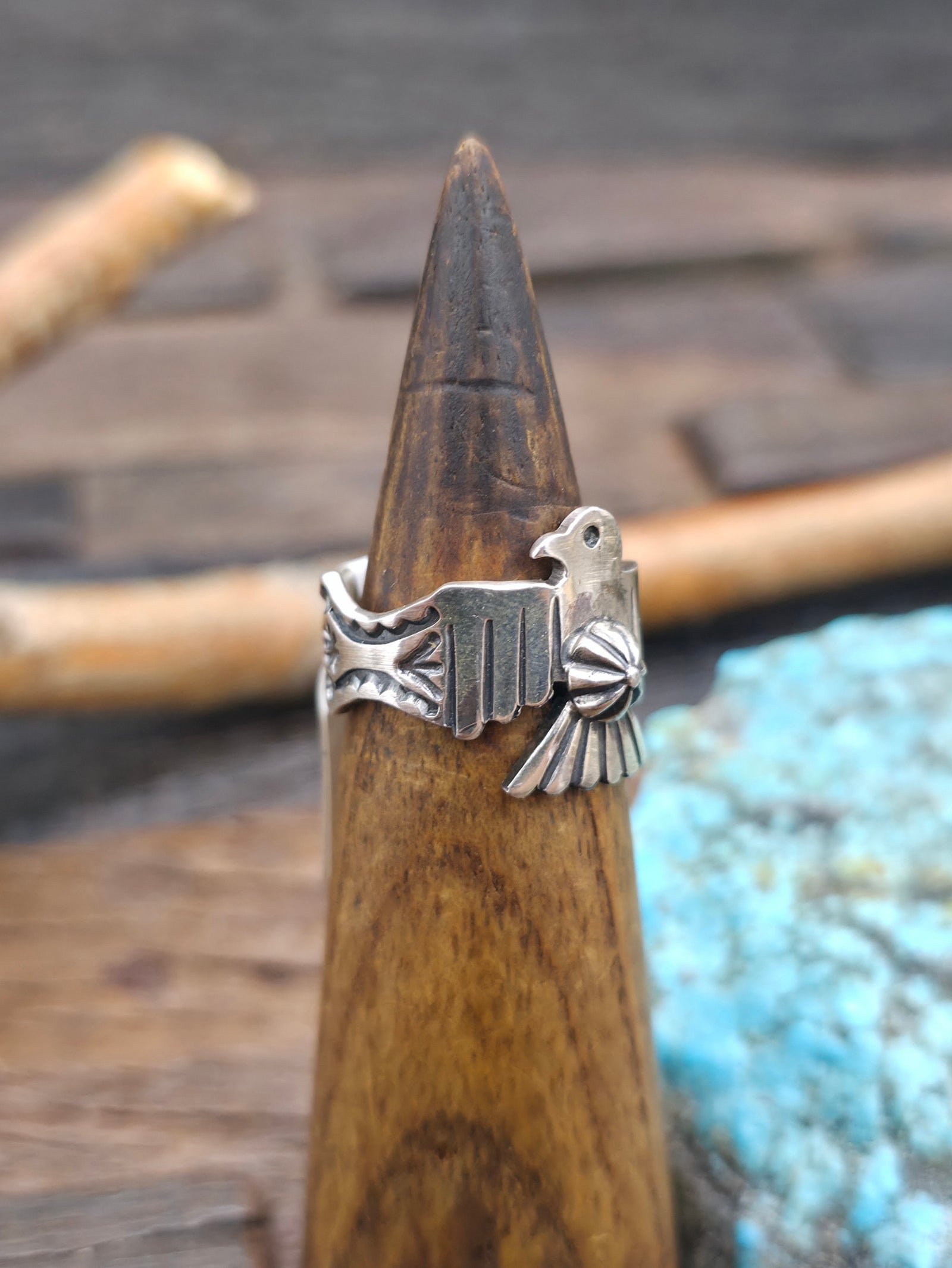 Sterling Silver Thunderbird Ring by Sunshine Reeves - Narrow Band - Size 9