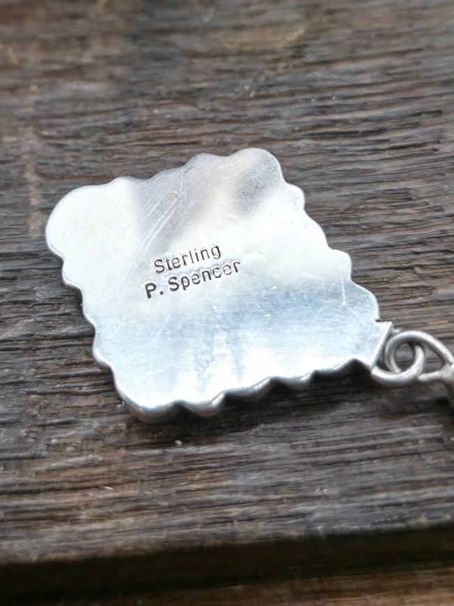 Sterling Silver and Coral Post-Dangle Earrings by Pearlene Spencer