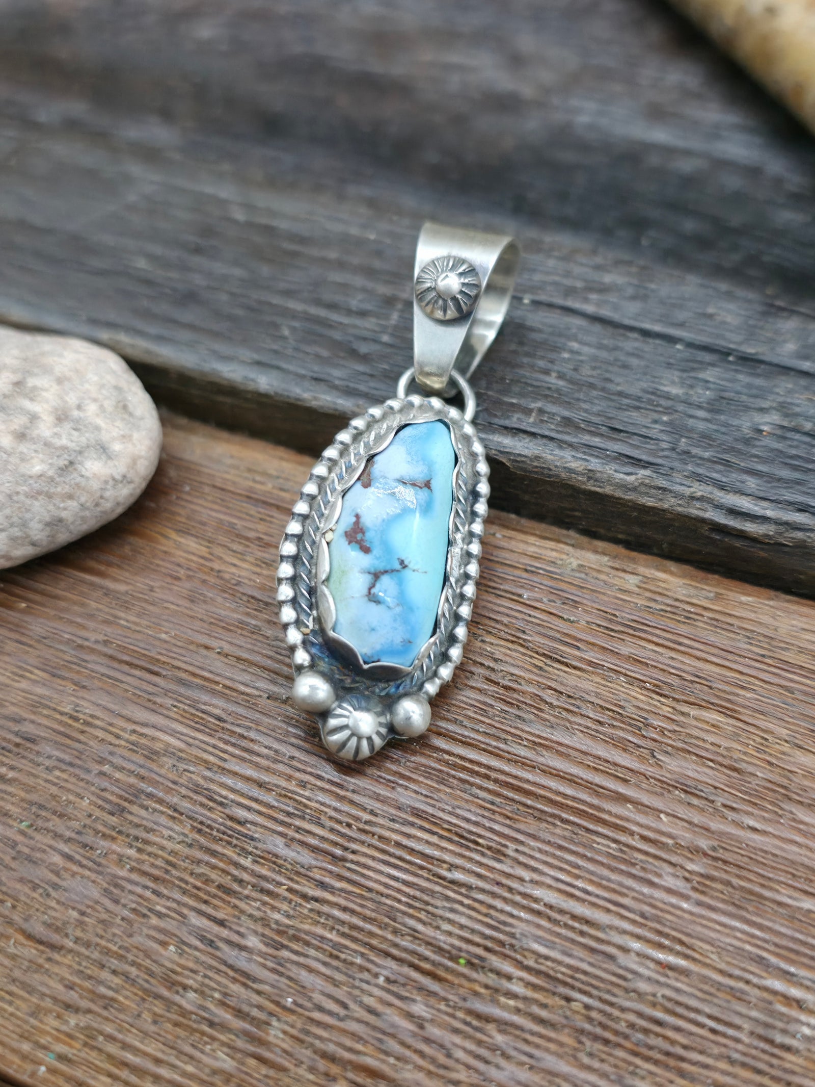 Golden Hills Sterling Silver Bean Shaped Pendant by Kathleen Livingston