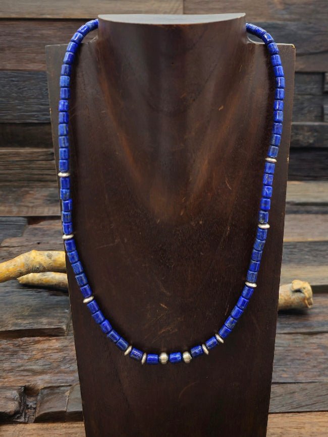 Lapis Lazuli and Sterling Silver Necklace 19 1/2 in.