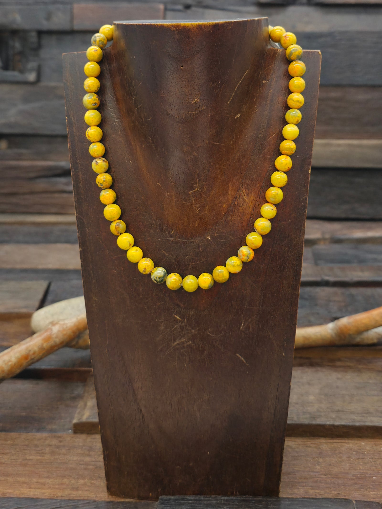 Bumblebee Jasper Bead Necklace by Helen Tsosie - 16 in.