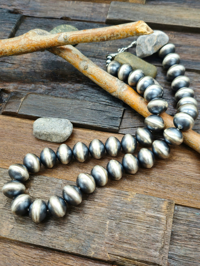 Oxidized Sterling Silver Bead Necklace by Bryannen Halwood - 24 in. 18 mm Bead